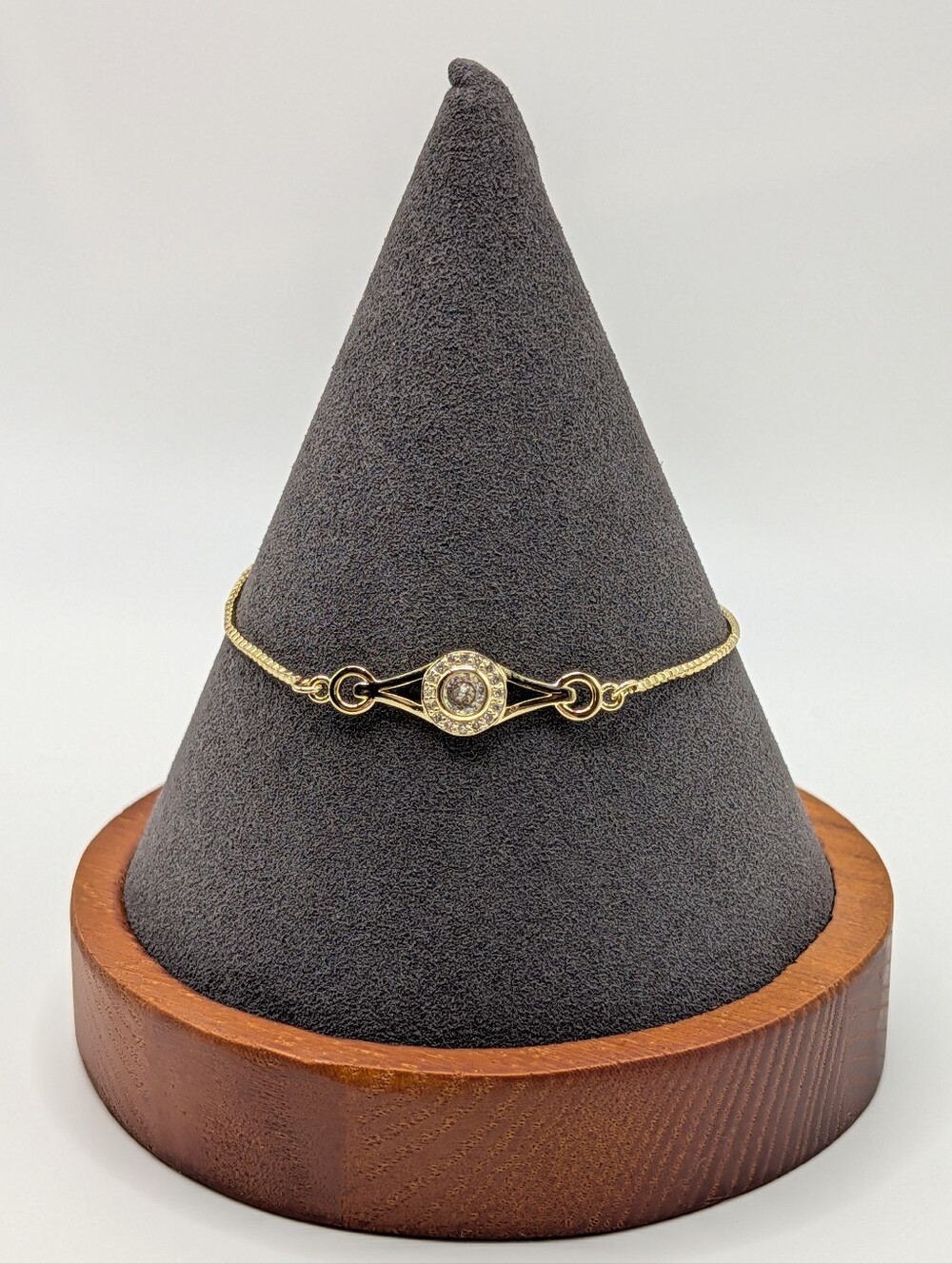 18k Gold Plate Adjustable Chain Bracelet with Crystal Accent
